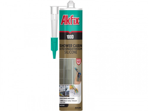 Силикон для душевых кабин 100D 280мл / 340гр белый Akfix Ровно - изображение 1