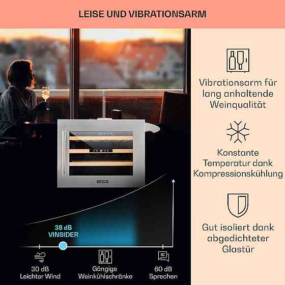 Vinsider 24 Built-In Uno вбудований холодильник для вина 24 пляшки 57 літрів сріблястий (Німеччина, читати Рівне