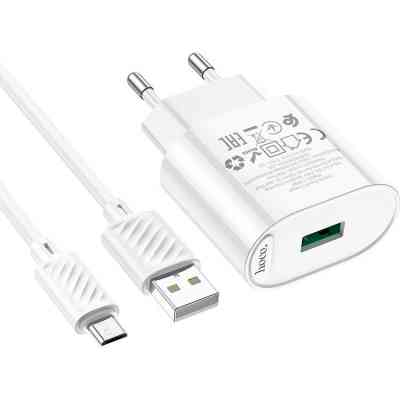 Зарядний пристрій HOCO C109A Fighter USB QC3.0 + cable Micro 5P White (6931474784827) Вінниця