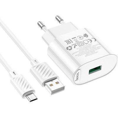 Зарядний пристрій HOCO C109A Fighter USB QC3.0 + cable Micro 5P White (6931474784827) Вінниця - фото 2