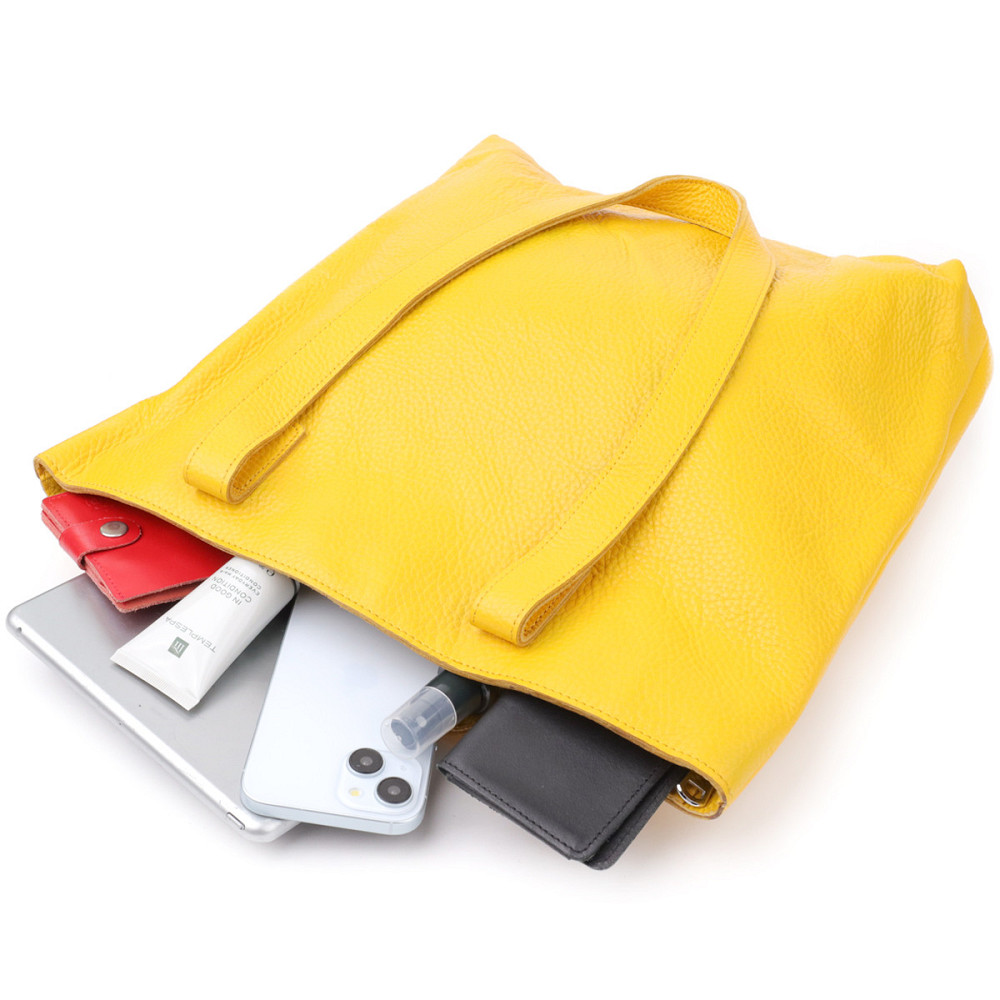 Місткий жіночий шоппер із натуральної шкіри Shvigel sale_15156 Жовтий Київ - фото 6