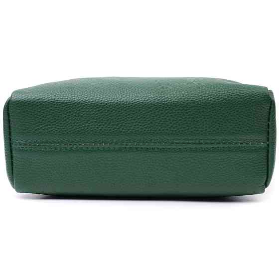 Кожаная женская сумка из стильным бегунком Vintage 22651 Зеленая Киев