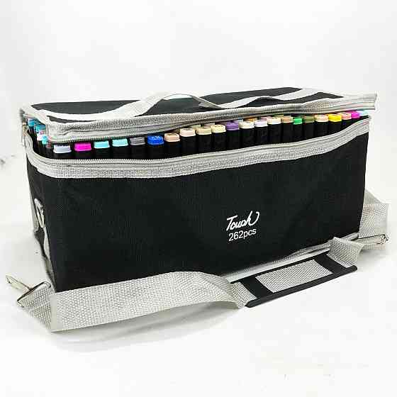 Набор цветных маркеров 262 шт, Набор качественных цветных двусторонних маркеров, Маркеры для дизайнеров UJ-74 Львов