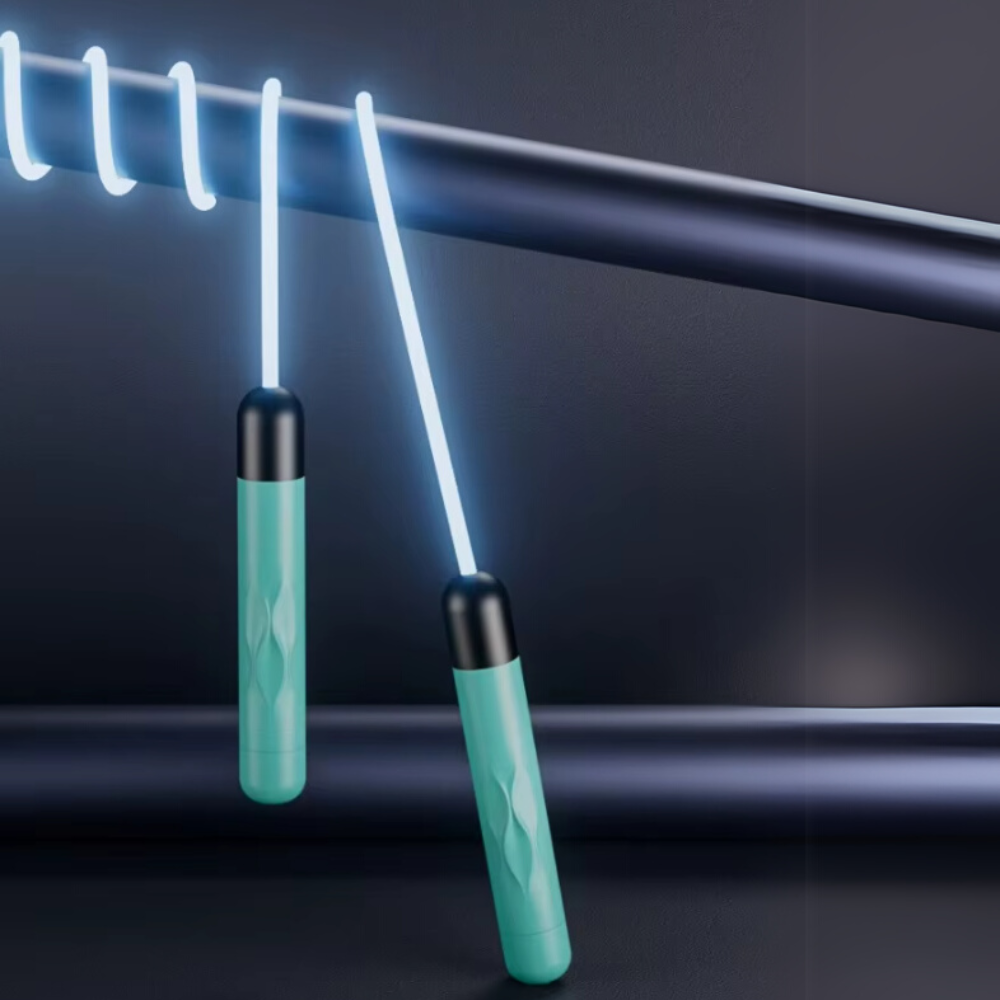 Скакалка светодиодная 2.8 м светящаяся для детей и взрослых с LED-подсветкой для занятий спортом голубая Каменец-Подольский - изображение 5