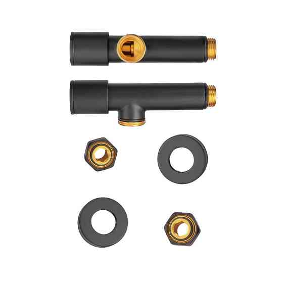 Комплект кранів для рушникосушки кутовий Koer KR.SET.535 BLACK - M1/2''xM1/2'' подовжений (KR5844)   ( 20721 ) Харків