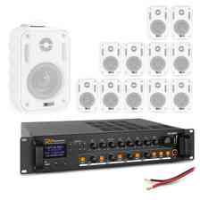 Колонка  Zestaw białych głośników naściennych 12 x 3" BC30V z wzmacniaczem 4 strefowym Київ