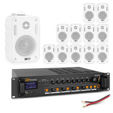 Колонка  Zestaw białych głośników naściennych 12 x 3" BC30V z wzmacniaczem 4 strefowym Київ - фото 1