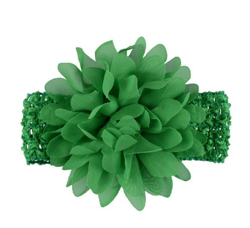 Дитяча зелена пов'язка на голову - окружність голови приблизно 26-50см, діаметр квітки 10см Київ - фото 1