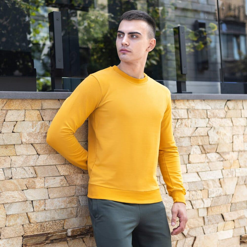 Світшот чоловічий однотонний жовтий Pobedov 001 Київ - фото 4