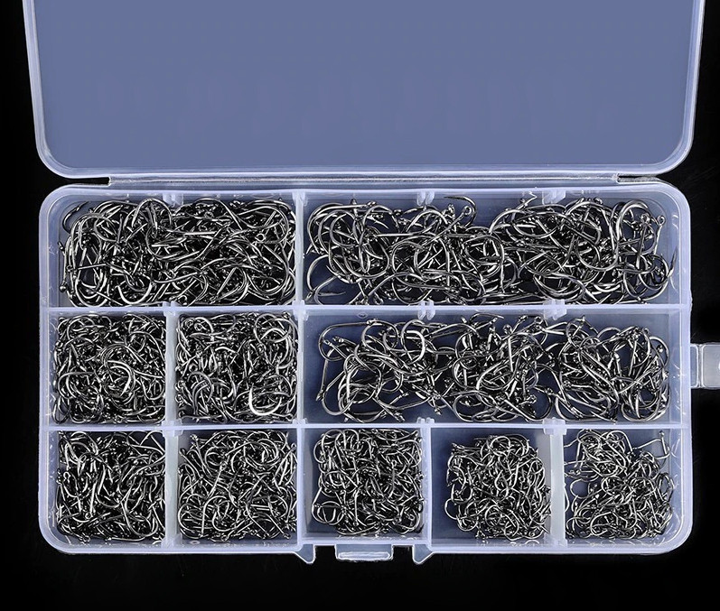 Рыболовные крючки набор 1000 шт. размеры (3-12), 10 разновидностей по 100 шт каждого, Крючки для рыбалки Киев - изображение 1