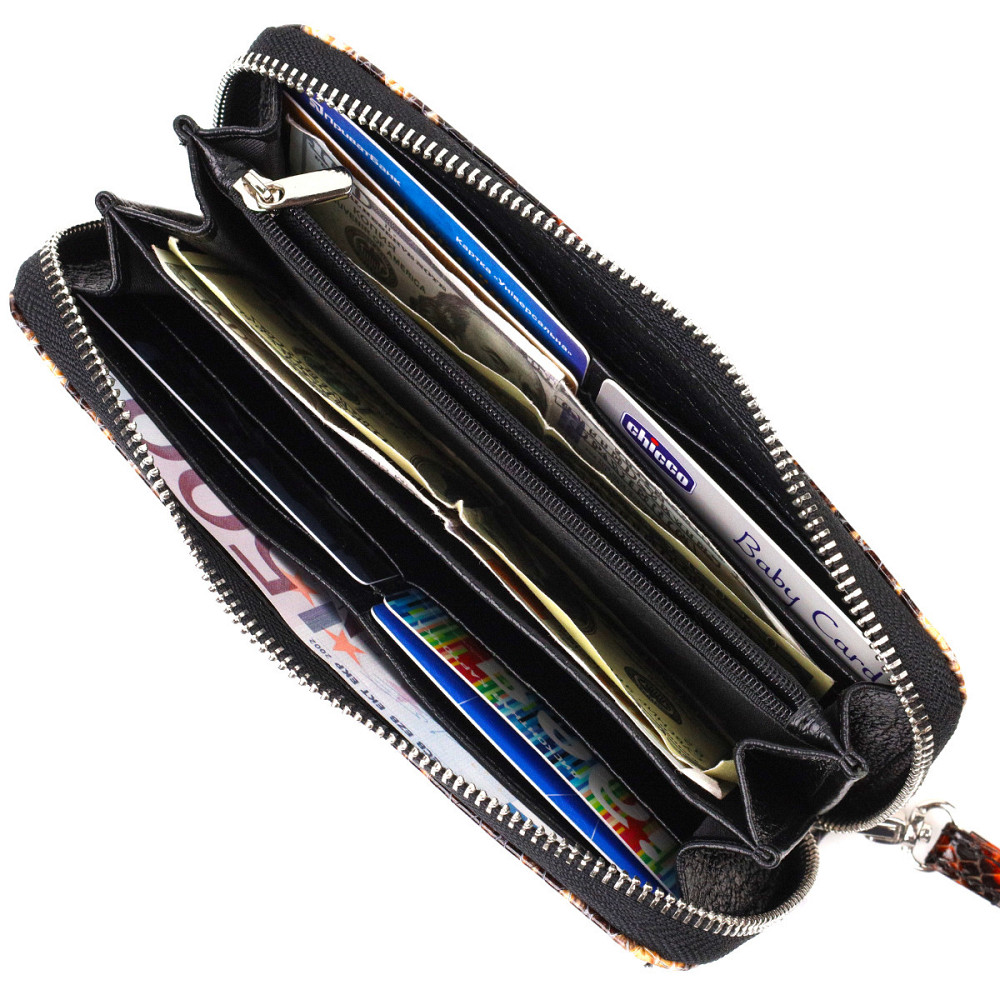 Оригінальний гаманець для жінок з натуральної фактурної шкіри з тисненням під змію CANPELLINI 21722 Різнокольоровий Київ - фото 7