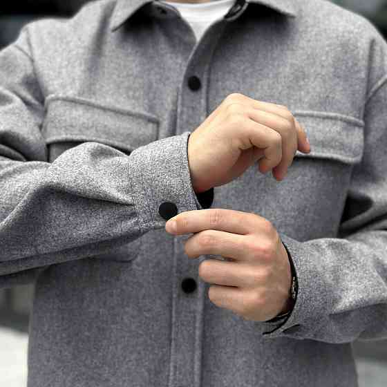 Тепла чоловіча сорочка Pobedov Mars. Сорочка-пальто осіння сіра Київ