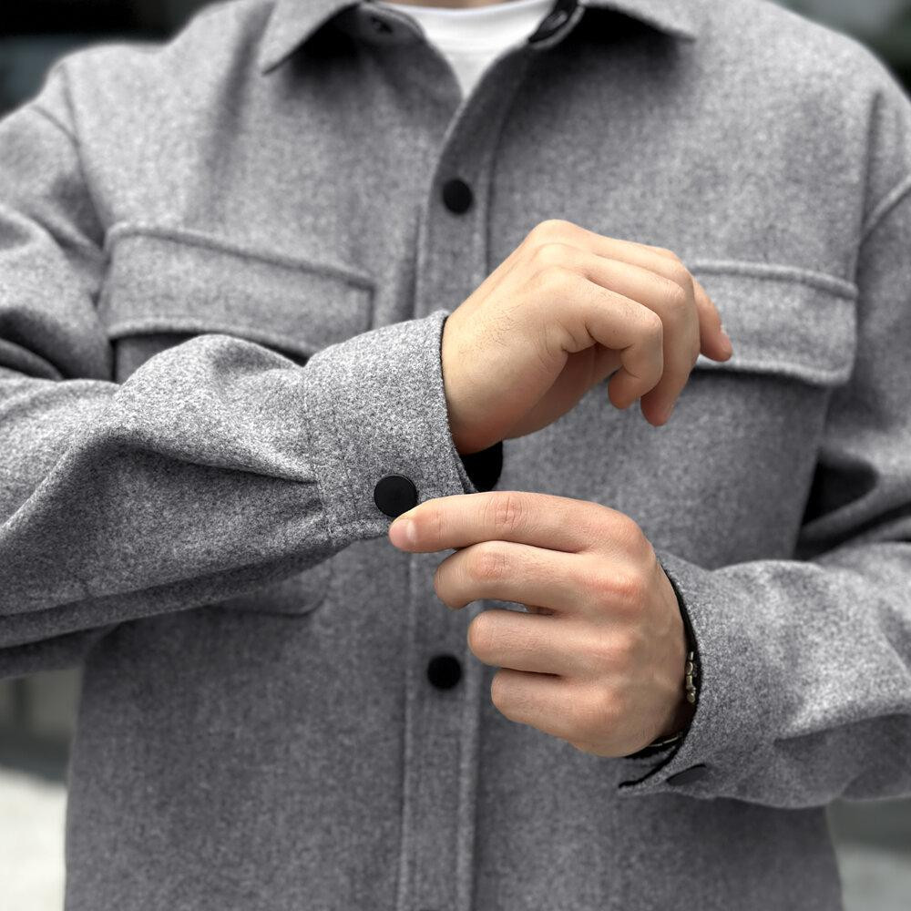 Тепла чоловіча сорочка Pobedov Mars. Сорочка-пальто осіння сіра Київ - фото 2