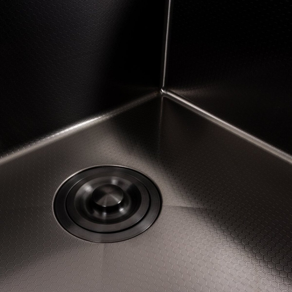 VALESO Кухонна мийка 50*50 PVD чорна DECOR Valeso Handmade (сифон круглий, 3,0/0,8) Київ - фото 6