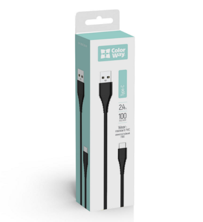Кабель USB Type-C ColorWay CW-CBUC026-BK 2,4A 1м чорний Житомир