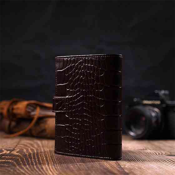 Портмоне фактурное для мужчин из натуральной кожи с тиснением под крокодила BOND 22058 Коричневый Киев