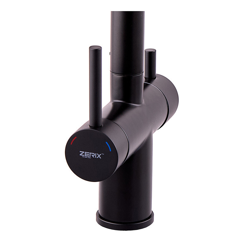 Кухонний змішувач під осмос Zerix LUX-024 Black з висувною лійкою нерж. сталь/колір чорний (ZX5556) Чернівці - фото 4
