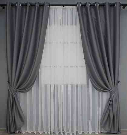 Комплект штор на люверсах VR-Textil Bagema Rvs № 1241ш Темно-серый 150х250 см 2 шт (37-0013) Киев