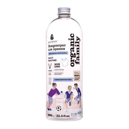 Натуральний рідкий концентрат DAILY ROUTINE для прання кольорових та білих речей з Малиною Purenn Organic Family 1 л Київ