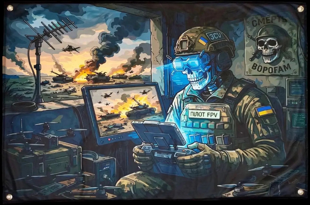 Банер Пілот FPV "Смерть ворогам" 900х600 мм Київ - фото 2