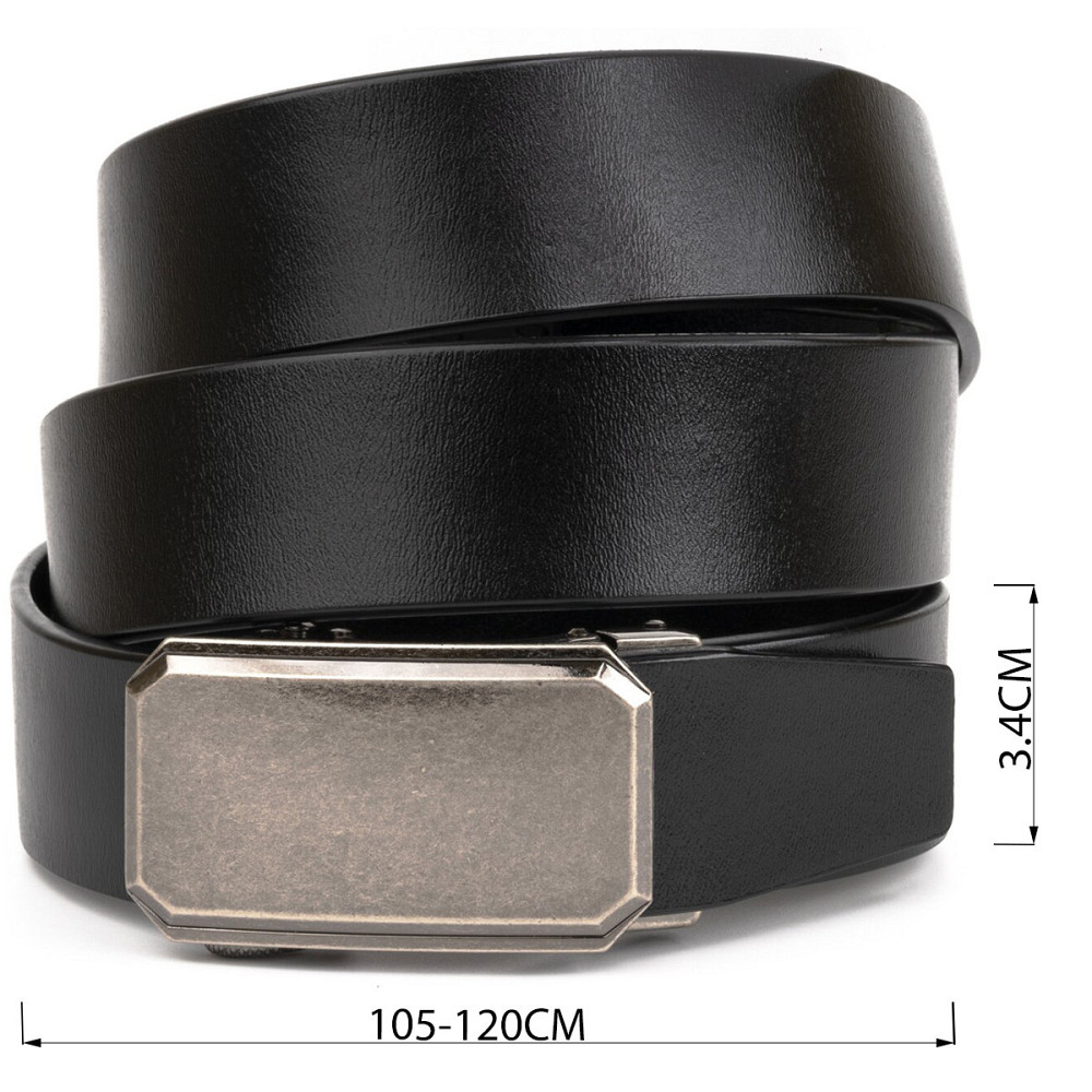 Ремень мужской c угловатой пряжкой Черный (Vintage) Киев - изображение 7