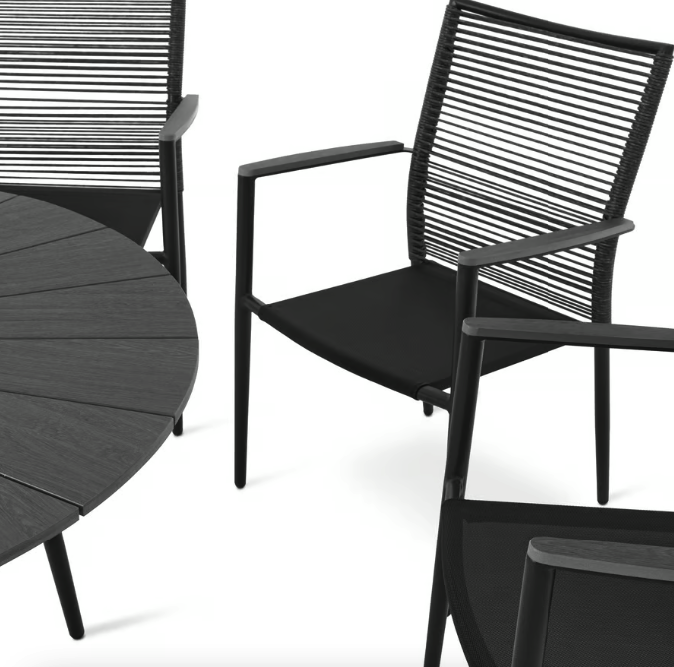 Комплект садових меблів Di Volio Arona 6+1 чорний/сірий Київ - фото 8