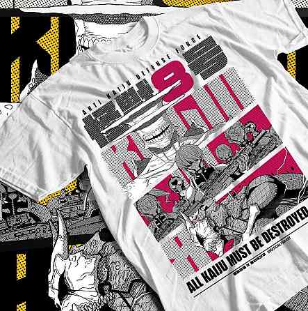 Футболка чоловіча з аніме принтом Каіджу Но Міна Схіро оверсайз (S/M/L) Чорний AnimeJ0479 Дніпро