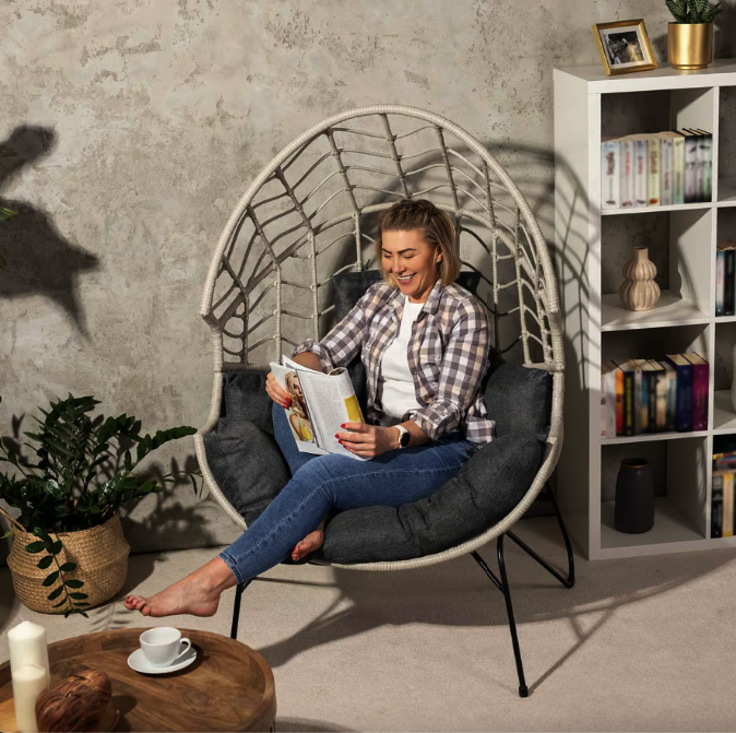 Крісло-кокон ротангове Di Volio Alcamo для відпочинку сірий Киев - изображение 6