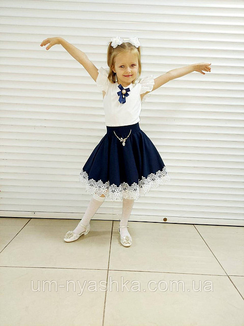 Комплект шкільної форми блузка короткий рукав і спідничка з мереживом 116-140 Кривий Ріг - фото 7
