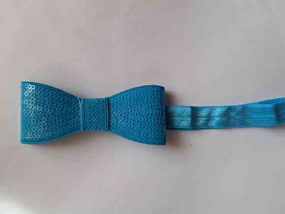 Пов'язка дитяча блакитний з паєтками - бант близько 10см, окружність 36-48см Київ