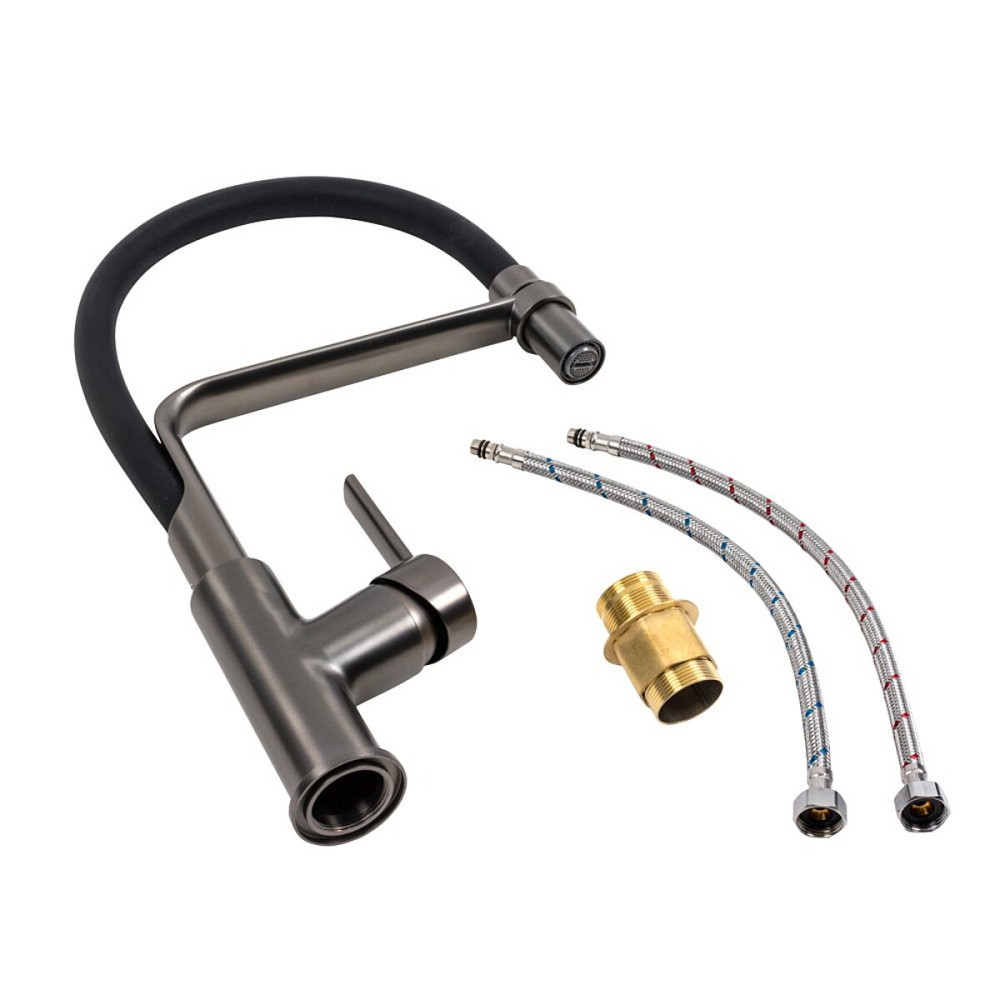 Кухонний змішувач VALESO BQ566 гнучкий PVD чорний Коломыя - изображение 5