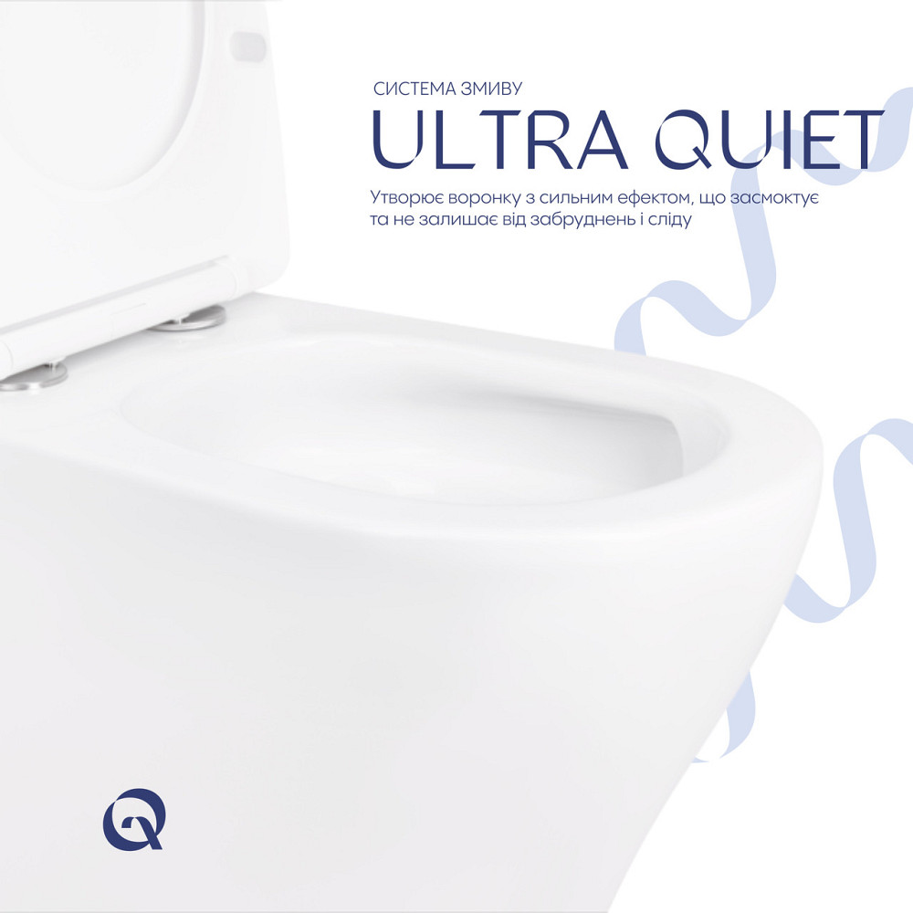 Унітаз-компакт Qtap Cardinal Ultra Quiet безобідковий із сидінням Soft-close QT04222168AUQ3W Київ - фото 15