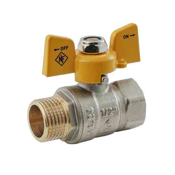 Кран кульовий Nolf classic NFC.722-06-1/2" FM ГШМ YELLOW, ручка "метелик" жовта (NF3129) Київ