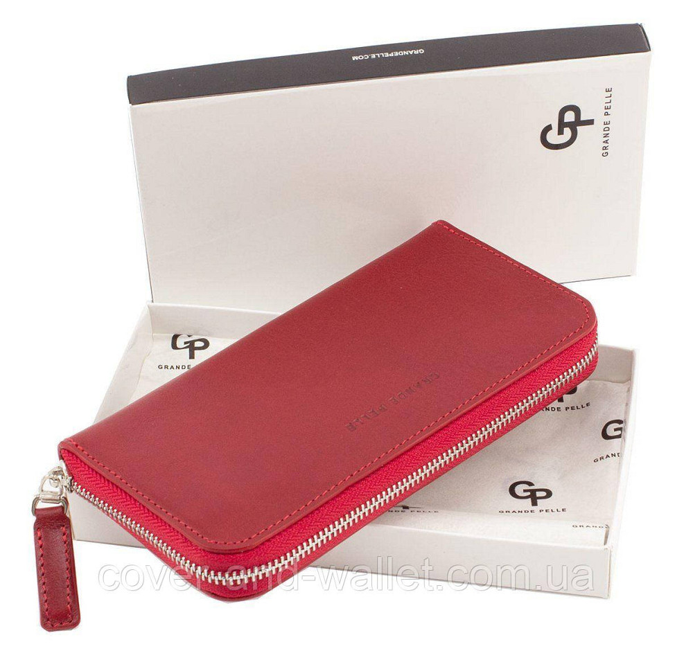 Красный женский кошелёк на молнии ручной работы Grande Pelle Serpente 532660 Киев - изображение 8