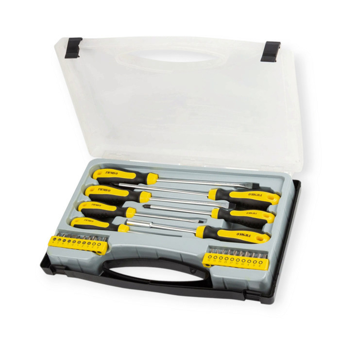 Набор отверток 7 шт магнитные - шлиц 3,4,6,6мм; крест 5,6мм + 20 бит (кейс) Мукачево - изображение 1