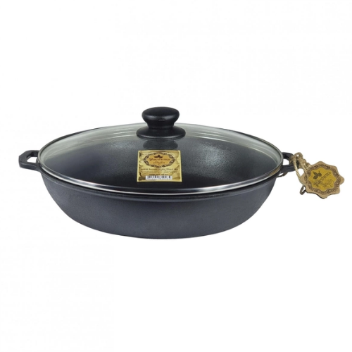 Жаровня d28*6cм скляна кришка чавунна лита Т104С3 Майстерня Житомир - изображение 2