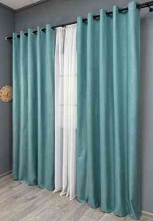 Комплект штор на люверсах VR-Textil Блэкаут двусторонний ASHEN NIGHT № 1846ш Лазурный 150х270 см 2 шт (37-0287) Киев