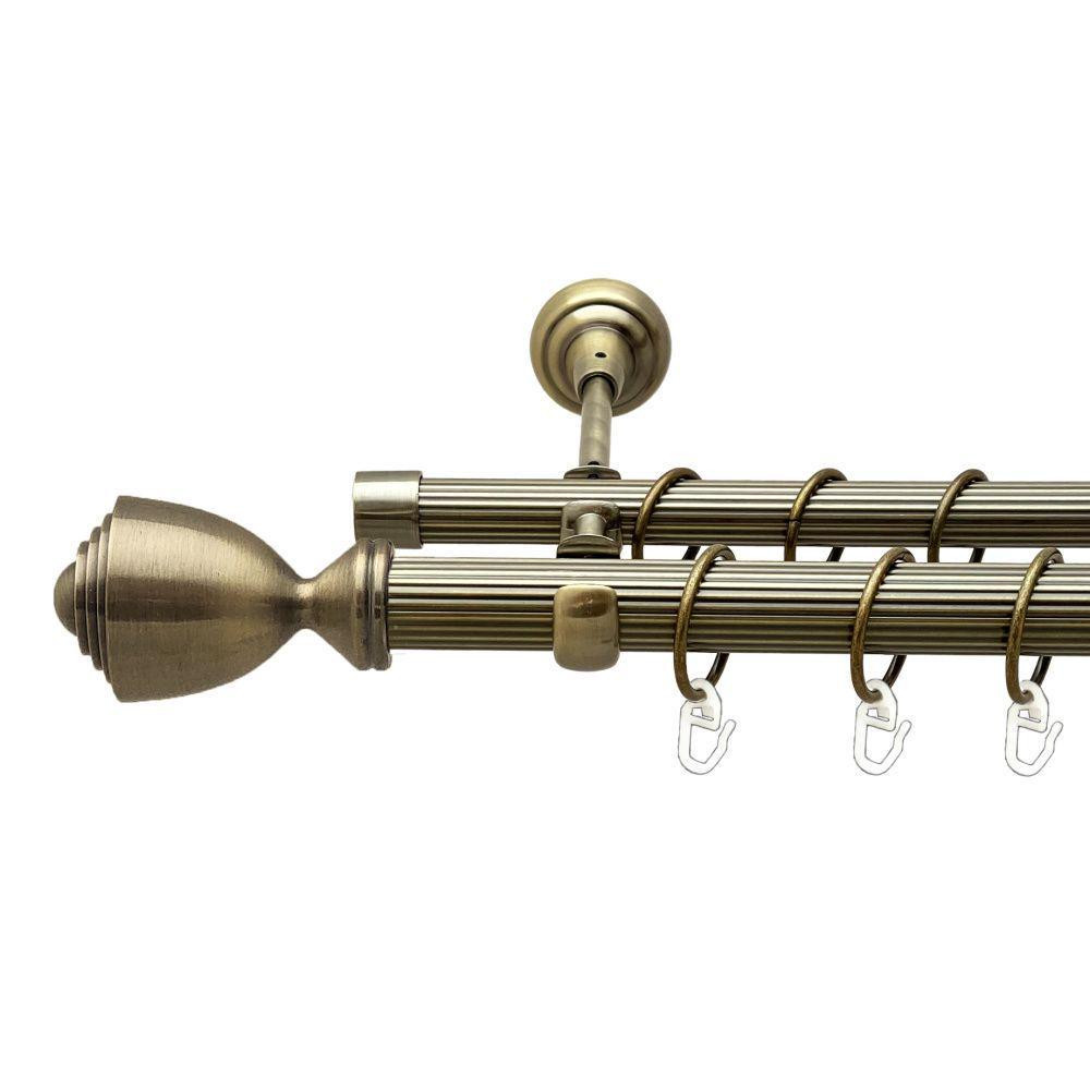 Карниз Orvit Палаціо металевий дворядний відкритий рифлена труба кільце металеве Антик 25\19 мм 200 см Львов - изображение 1