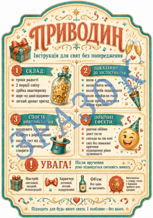 Етикетка на пляшку “Приводин” + контретикетка | подарункова наліпка на шампанське, ігристе, вино | прикольна етикетка на свято Одеса