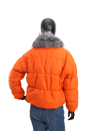 Демисезонная женская куртка з меховым воротним Оранжевый 50 Харьков