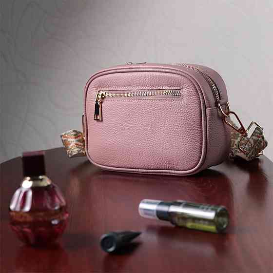 Красивая стеганая женская сумка из натуральной кожи Vintage 22614 Розовая Киев