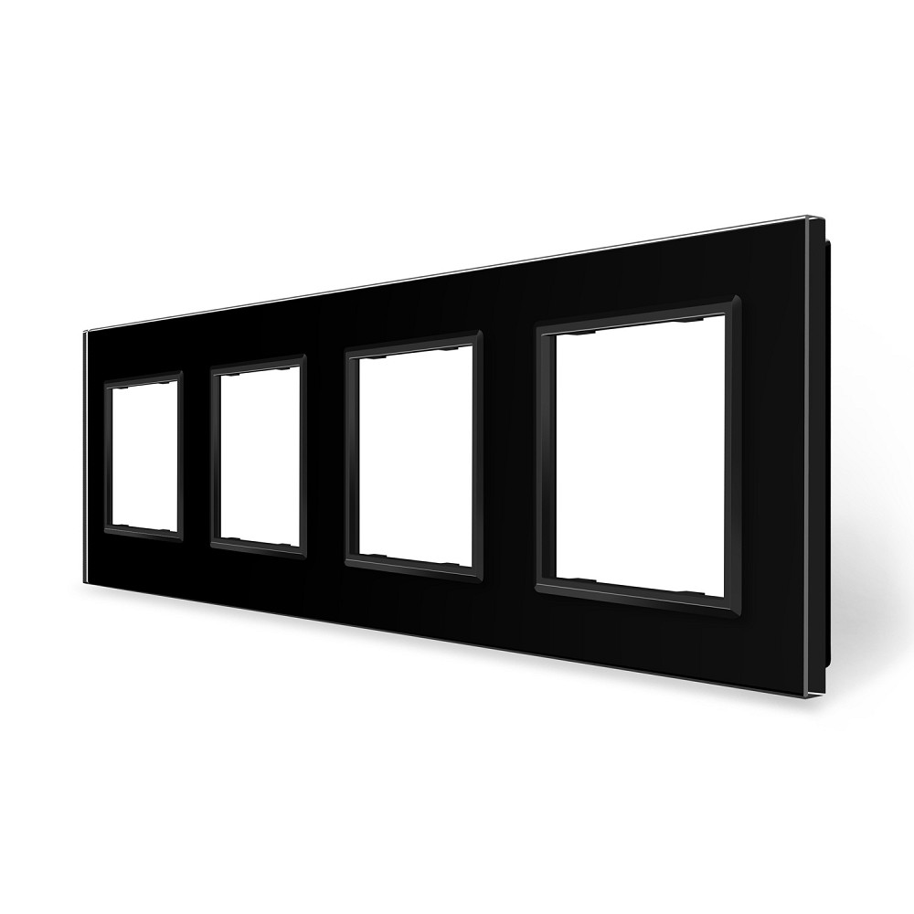 LIVOLO Рамка 4-постова LIVOLO, загартоване скло, чорна матова, 294×80 мм (VL-P7E/E/E/E-10BS06) Коломия - фото 1