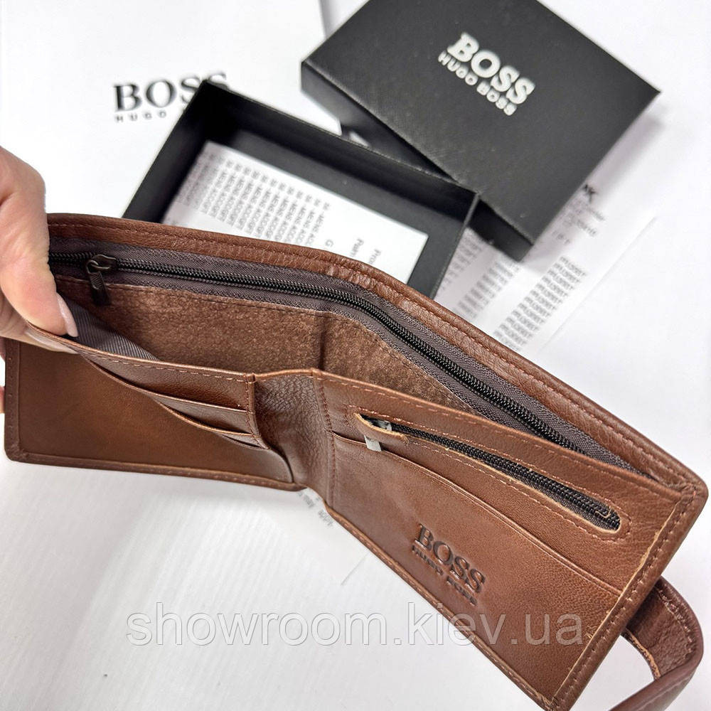 Мужское кожаное портмоне на магните Boss (82081) коричневый Киев - изображение 3