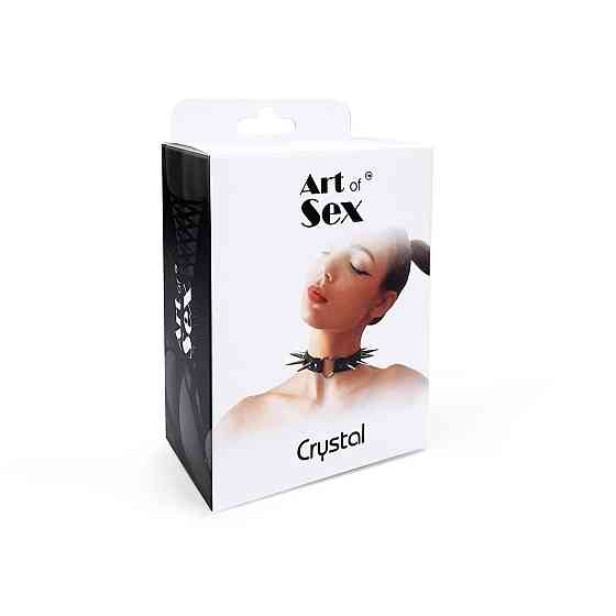 Чокер сердце с большими шипами, из натуральной кожи Art of Sex - Crystal, цвет Черный Sex Aura Киев