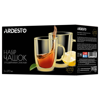 Набор чашек Ardesto Golden Moon GR 270 мл 2 шт золотистий (AR2627BGR) Винница - изображение 4