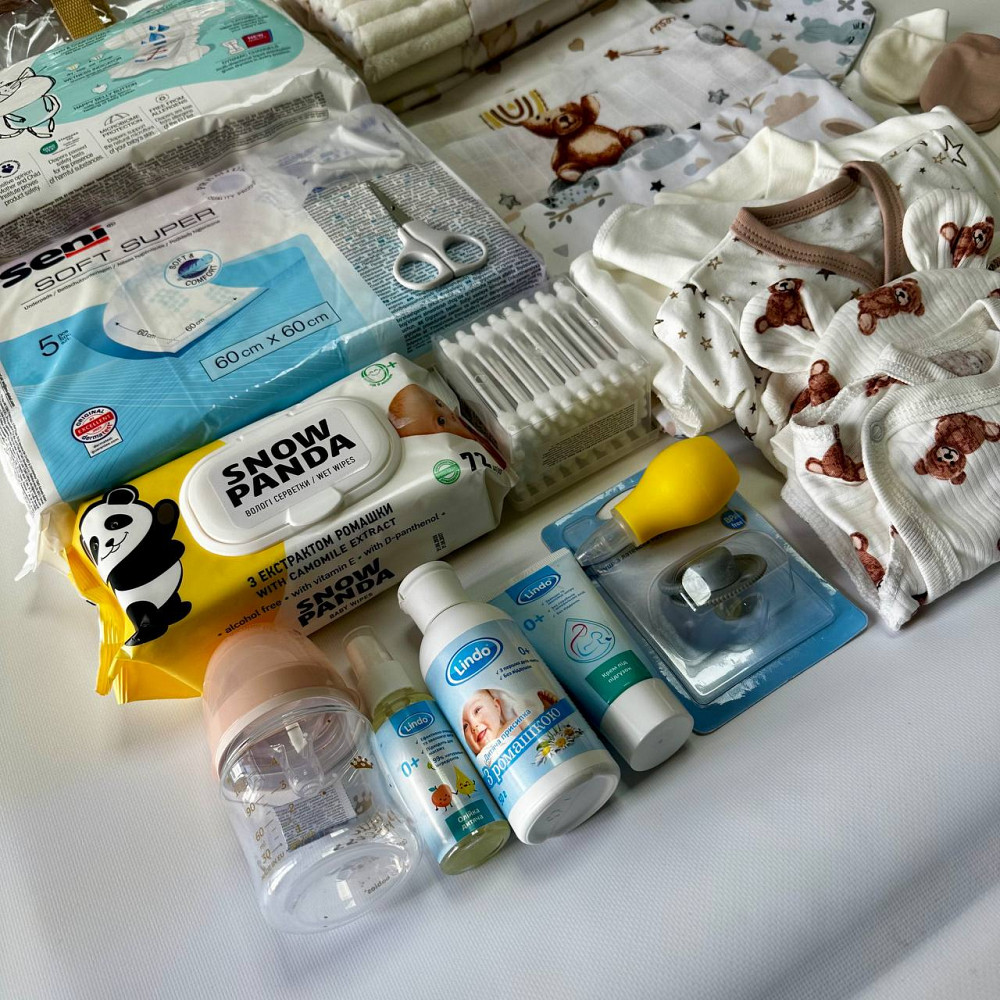 Набір для пологового будинку для новонародженого 33 предмети + прозора сумка в подарунок від ЕкоМама нейтральні кольори Кривий Ріг - фото 16