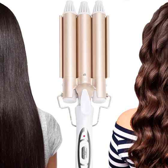 Плойка тройная для волос 45 Вт,от сети,Kemei JFQ-KM-1010 SBR Киев