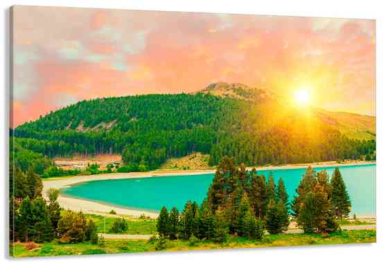 Картина полотно у вітальню / спальню Захід сонця   MLP_358 ( 60х30см ) 70x140 см Київ