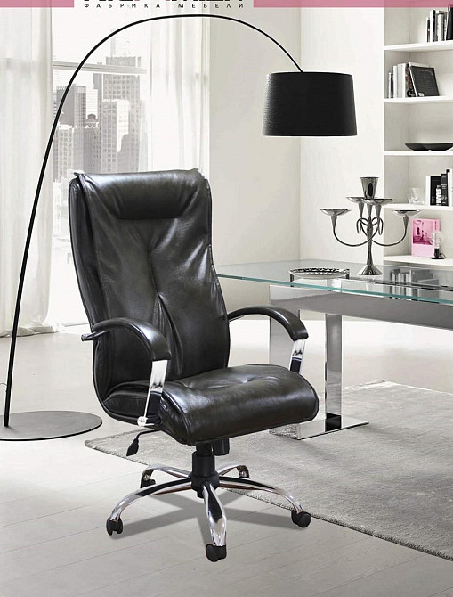 Офісне Крісло Керівника Richman Boston Titan Black Хром М1 Tilt Чорний Київ - фото 1