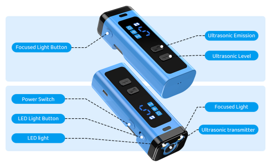 Ультразвуковой отпугиватель собак Ultrasonic KZ3 (5 режимов) с фонариком и лазером Type-C (для подавления лая) Синий Винница